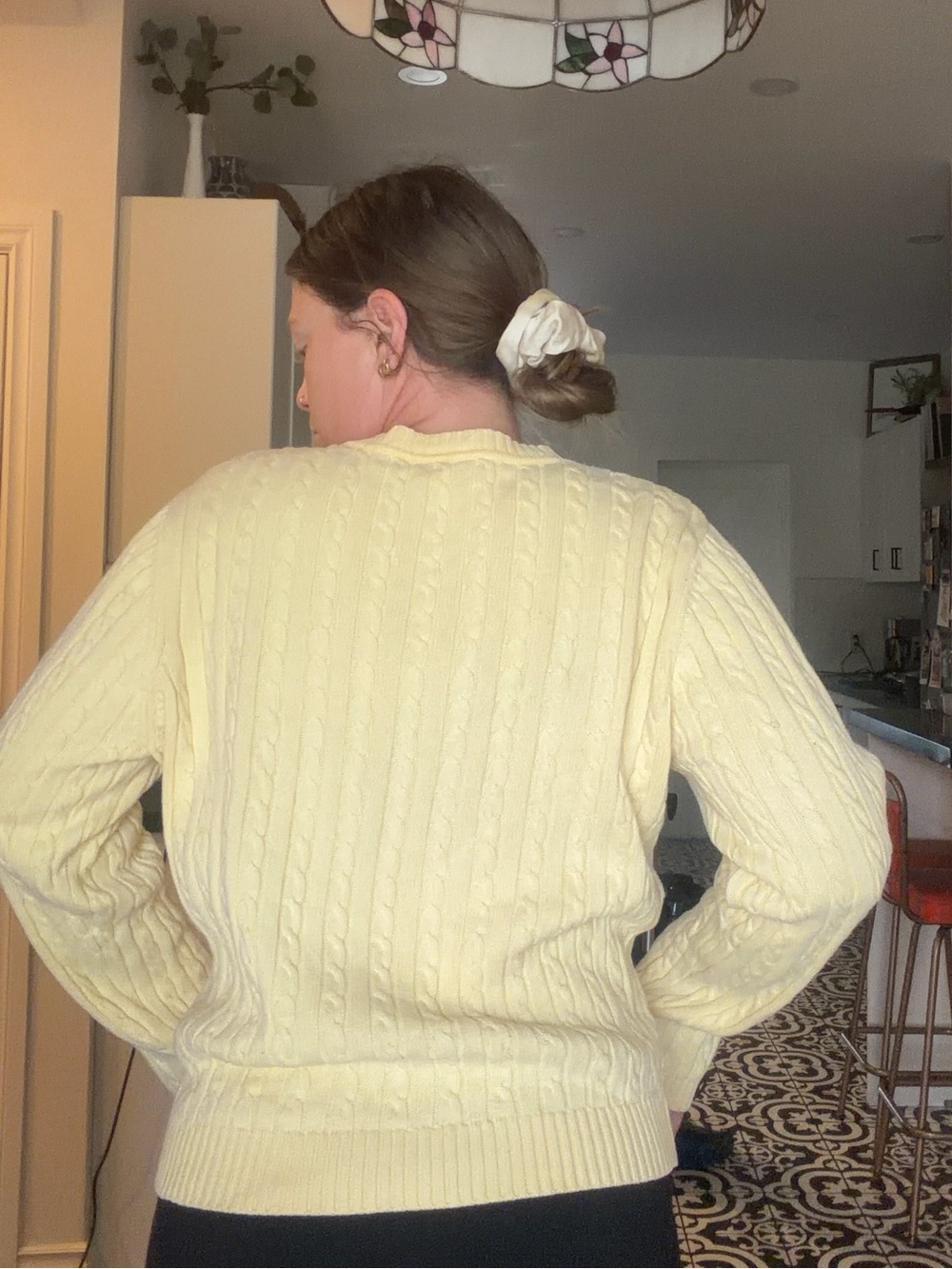 Butter Yellow Cable-Knit Crewneck Sweater - Picture 13 of 14